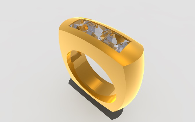 Yellow gold Diamond Ring with euro ( square bottom ) shank.