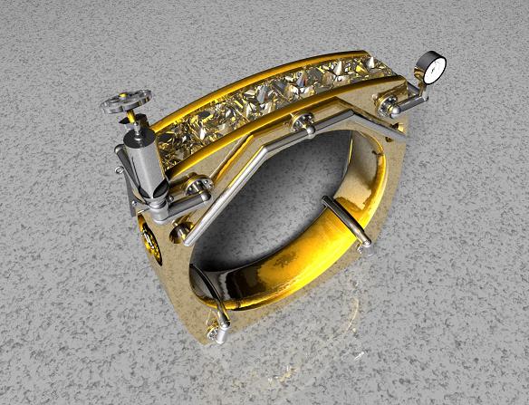 Computer created Steam powered ring.